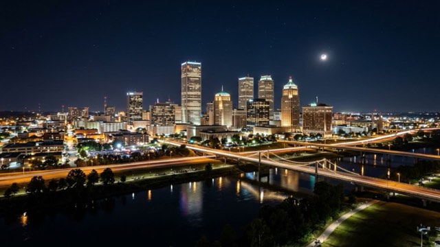 City skyline at night